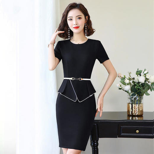 XZ-YL1986简约舒适，圆领中腰工作服短袖连衣裙 商品图0