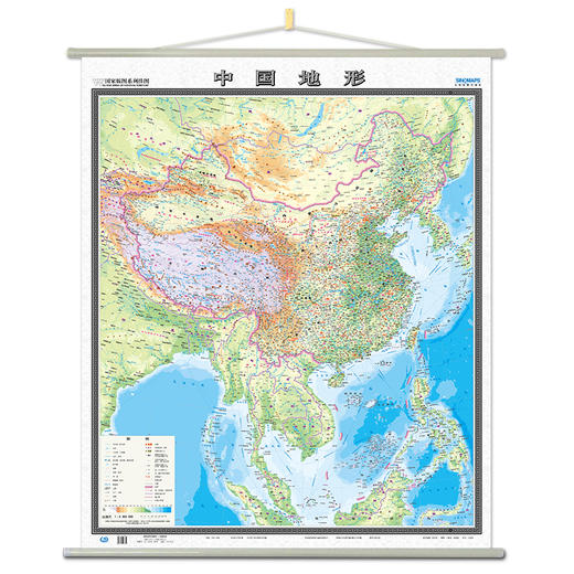 中国地图（地形竖版）,1.15mx1.35m,全开覆膜挂图 商品图1