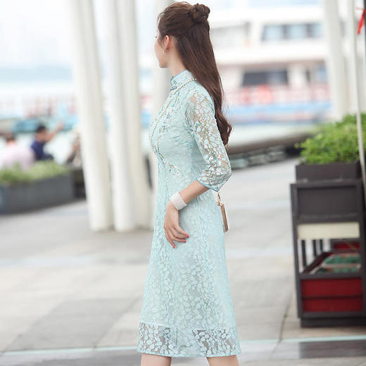 XGT-Q2302新款蕾丝古典定位印花旗袍裙 商品图2