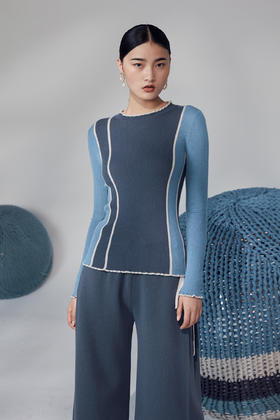 秋冬 精纺羊绒修身撞色女套衫 SJF92W139N