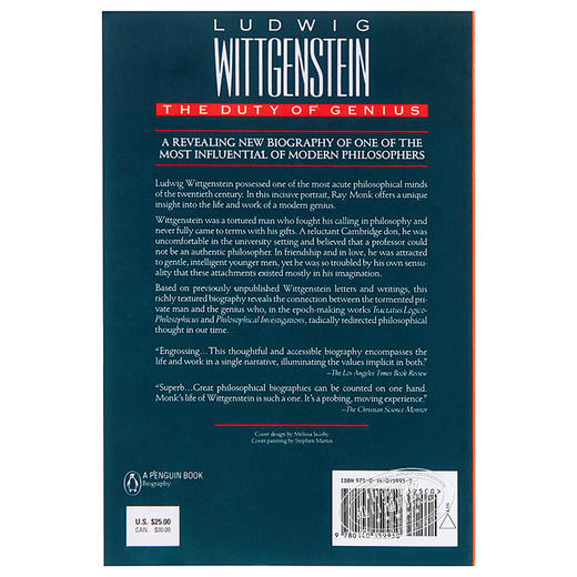 【中商原版】维特根斯坦传:天才之为责任 英文原版 人物传记 Ludwig Wittgenstein Ray Monk Penguin 商品图1