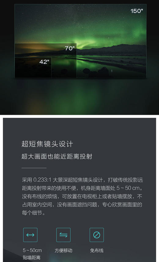  【FWS】小米米家激光投影仪电视150英寸家用短焦5000巨幕电视流明超短焦机JPY带授权招加盟代理 商品图4