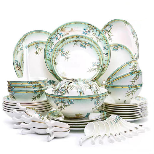 62头碗碟套装 家用陶瓷吃饭碗盘子菜盘面碗汤碗大号碗筷餐具组合-西湖盛宴 商品图0