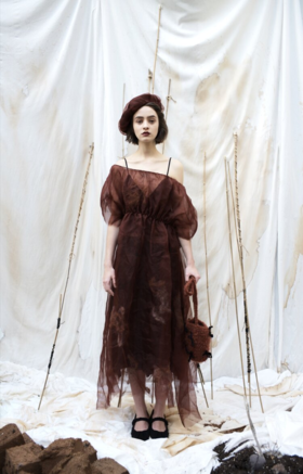 PengTai 酒红色纱质贝雷帽