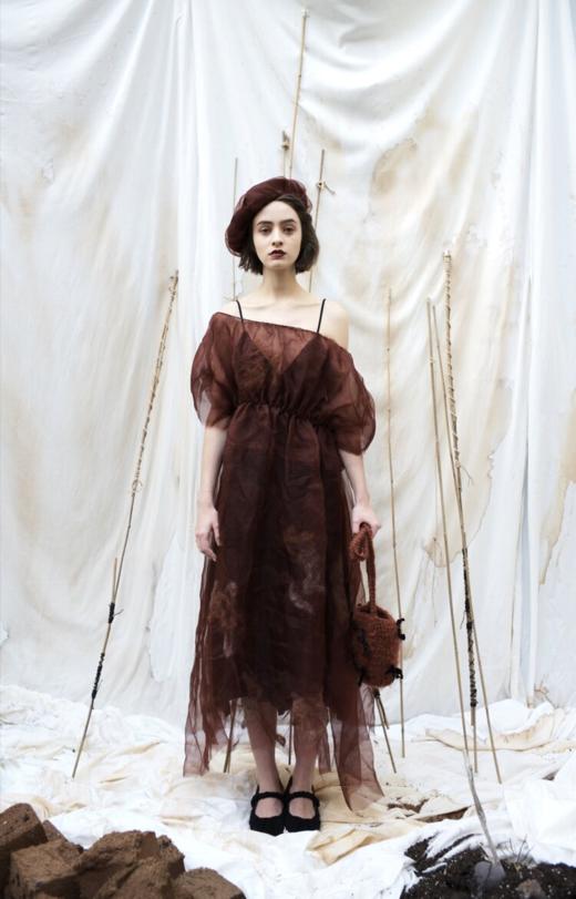 PengTai 酒红色纱质贝雷帽 商品图0