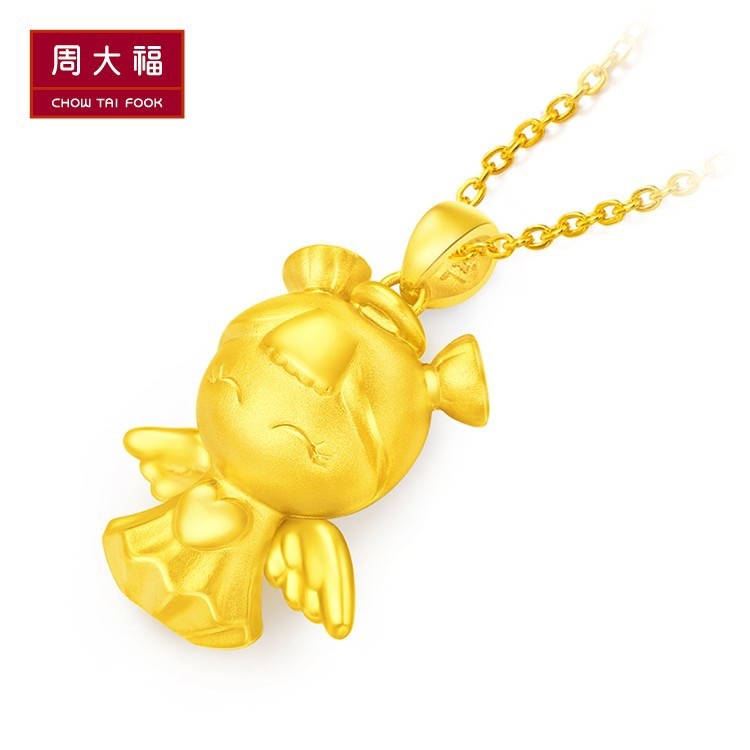 周大福chowtaifook3d福星宝宝天使之翼黄金项链吊坠