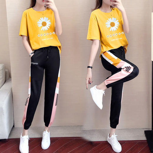 HNE-A095新款小雏菊网红时尚潮流韩版宽松棉质两件套 商品图1