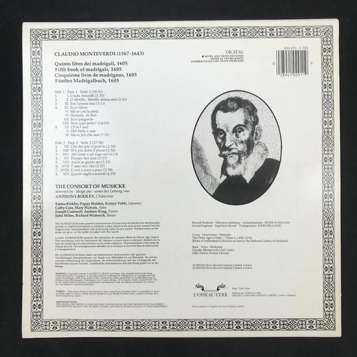 LP黑胶唱片 克劳迪奥·蒙特威尔地《第五册牧歌集1605年》 商品图1