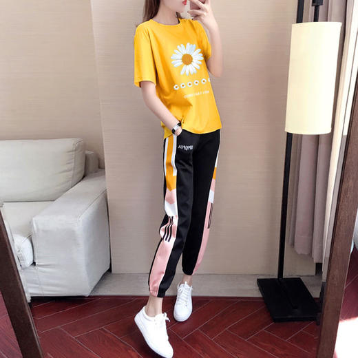 HNE-A095新款小雏菊网红时尚潮流韩版宽松棉质两件套 商品图2