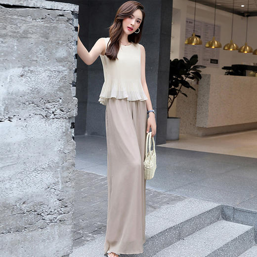CHT-G9909-0328韩版优雅时尚阔腿裤两件套 商品图1