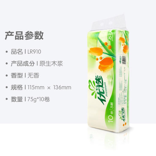 【心相印优选无芯卷纸 3层8*75g*10卷】家用卫生纸居家日用加长厕纸 商品图1
