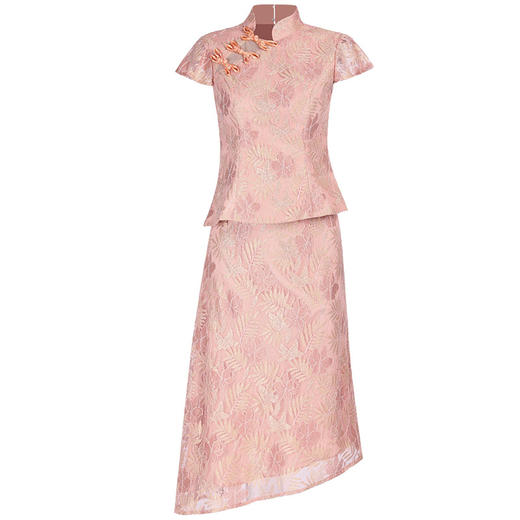 DLQ-A2283中国风粉色旗袍套装两件套2020气质新款 商品图4