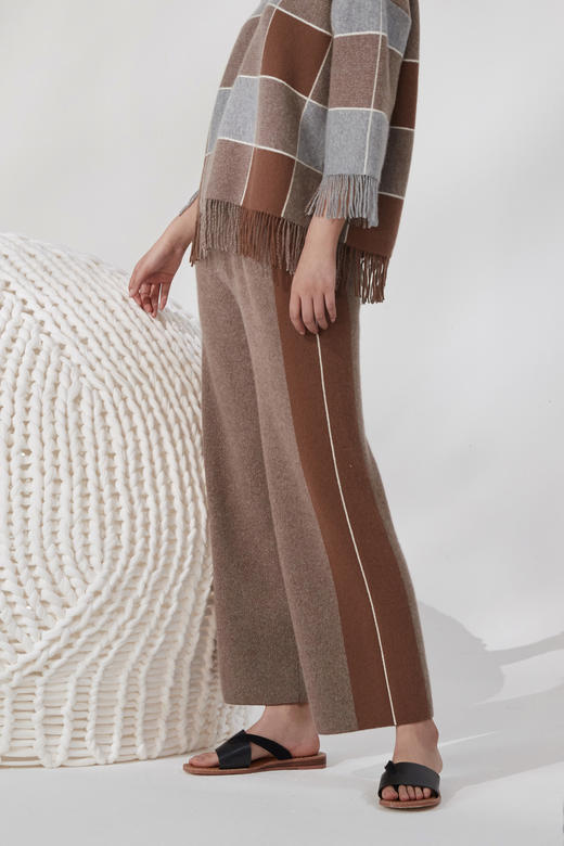  秋冬 加厚提花羊绒针织直筒裤 SJF92K167N 商品图2