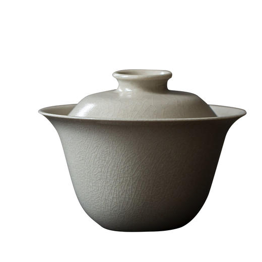 茶香记 景德镇 天野造物 草木灰釉 清月盖碗 素雅简约 撇口设计 防烫