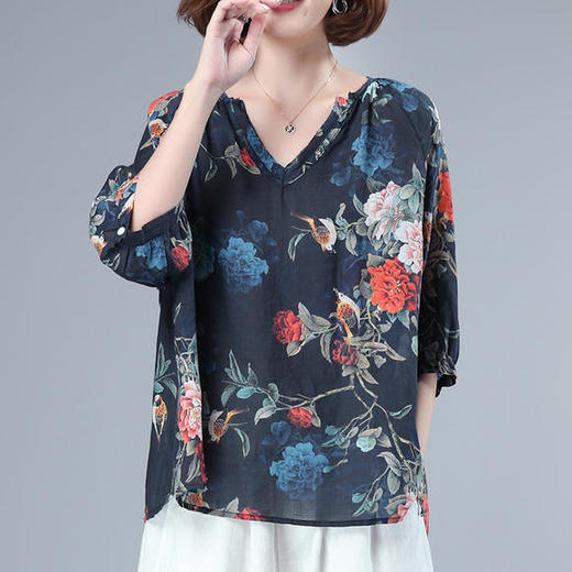 HRFS-WB20669新款原创印花复古文艺t恤 商品图2