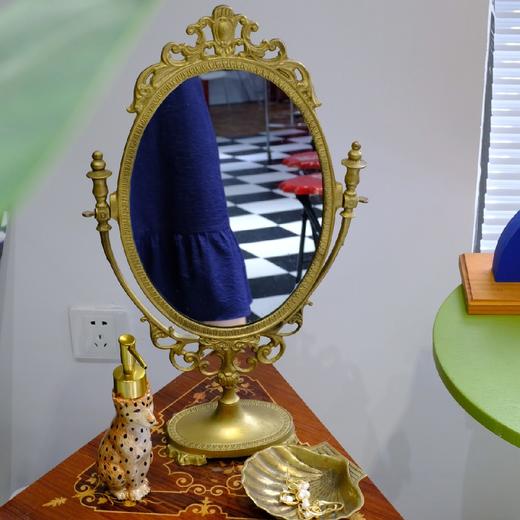 英国古董铜鎏金梳妆镜子 大号 商品图7