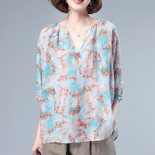 HRFS-WB20669新款原创印花复古文艺t恤 商品图1