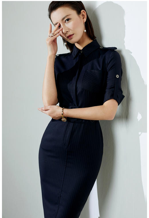 “摩登教主”J20384234A颈袖添香春季时尚通勤修身职场正装包臀风职场连衣裙 J20384234A 商品图8