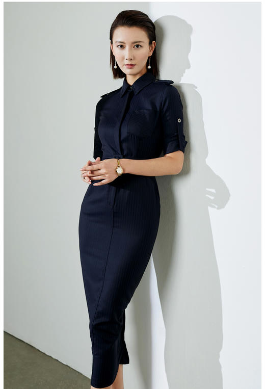 “摩登教主”J20384234A颈袖添香春季时尚通勤修身职场正装包臀风职场连衣裙 J20384234A 商品图9