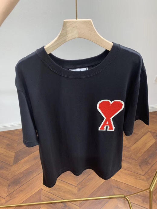 ami情侣红心刺绣t恤