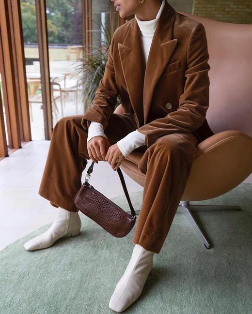 By Far 奶油色/红褐色/焦糖棕色/深绿色Rachel鳄鱼纹法棍包 商品图8