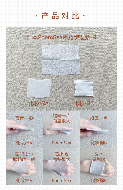  日本万诗之海poemsea 木乃伊湿敷专用化妆棉 可拉伸200片 神仙水弹绷湿敷棉超薄省水 JPY带授权招加盟代理 商品图12