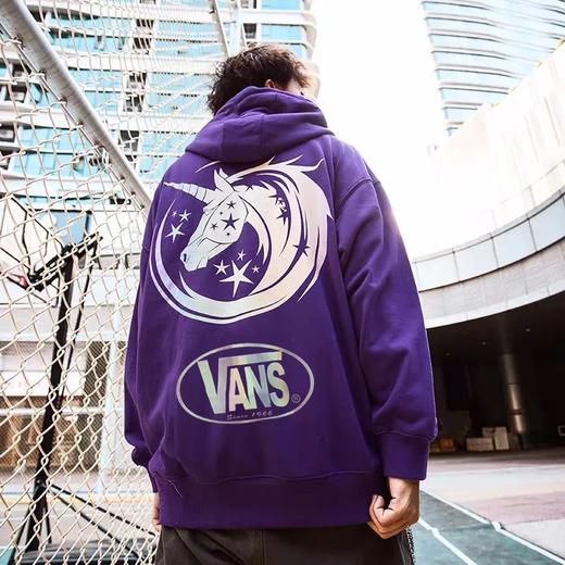 七彩镭射变色t万斯vans国潮小众设计3m反光炫彩独角兽连帽卫衣纯棉戴