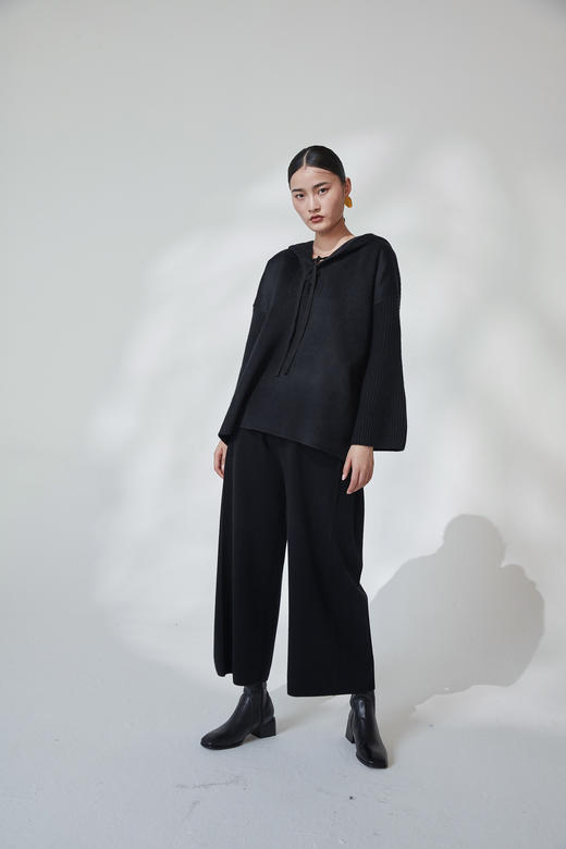 针梭相拼连帽羊绒女上衣 SJF92W135N 商品图5