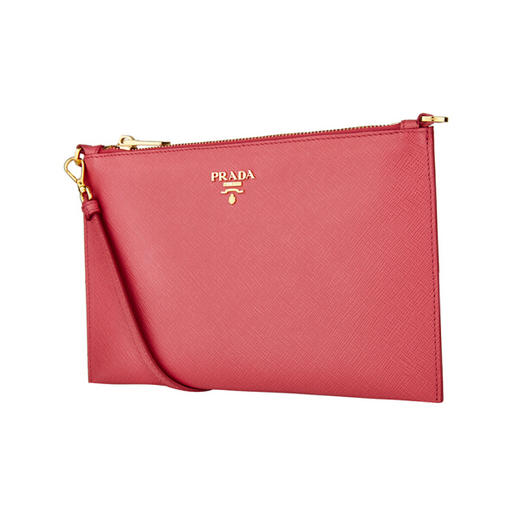 PRADA 普拉达 女士 Saffiano 皮革金属刻字徽标迷你手拿包 粉红 1NH004 PN9 F0505 商品图1