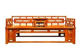 红桥红  家具严选  缅甸花梨（大果紫檀）  【200 三围栏杆 小罗汉床 两件套】