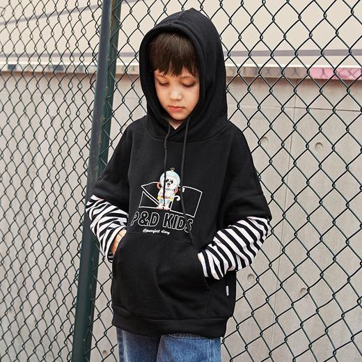 【100元任选10件】呼吸棉-原创假两件太空猫连帽卫衣qzwy003 商品图3