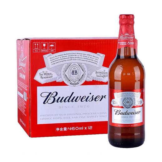 [啤酒]百威啤酒460ml*12瓶整箱装 商品图1
