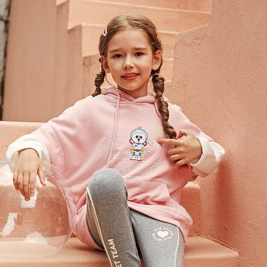 【100元任选10件】呼吸棉-原创假两件太空猫连帽卫衣qzwy003 商品图0