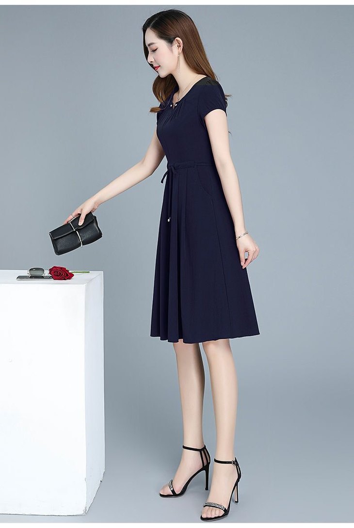 w684新款大码遮肚中长款时尚莫代尔冰丝连衣裙