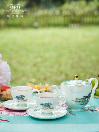 M20玛戈隆特6头莲蓬茶具套装西湖盛宴中国风骨瓷茶具 礼盒包装 商品图0