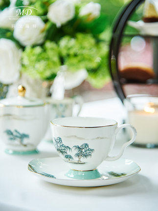 M20玛戈隆特西湖盛宴15头莲蓬咖啡具骨瓷咖啡具套装家用 商品图2