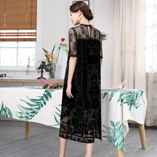 DLQ-W0003新款夏轻熟风蕾丝性感气质显瘦女人味连衣裙 商品图2