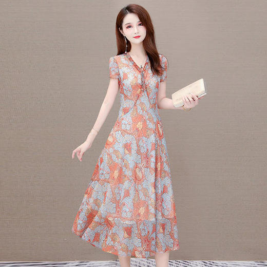 YWE-TB-MLN8025新款过膝中长款印花连衣裙 商品图2