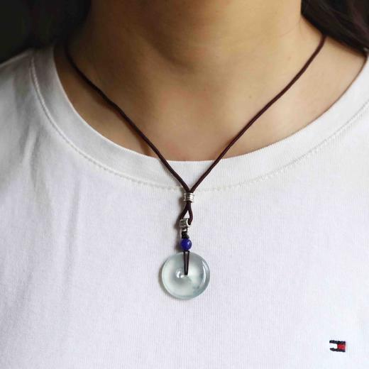 玻璃种雪花棉厚庄飘花翡翠平安扣 商品图11