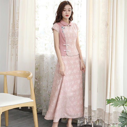 DLQ-A2559法式复古粉色半身裙套装 商品图1