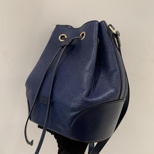 95新 gucci印花深蓝色水桶包 单肩斜挎背 尺寸22×28×15