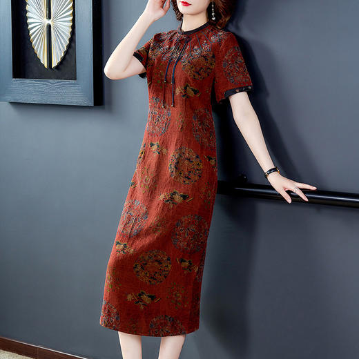 AHM-nry7205仿真丝旗袍新款时尚气质优雅大码妈妈装 商品图0