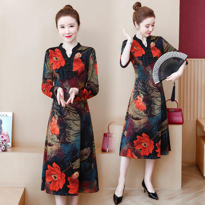 MZ5735妈妈旗袍改良版连衣裙 商品图4