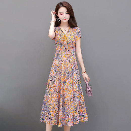 YWE-TB-MLN8025新款过膝中长款印花连衣裙 商品图4