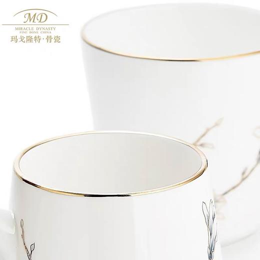 玛戈隆特新品进博盛宴幸福小鸟对杯木把手家用骨瓷情侣对杯礼盒 商品图3