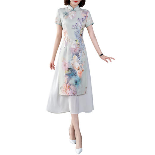 JJ-70A33-B1-1812奥黛中长款中国风蚀骨优雅新式长款旗袍 商品图4