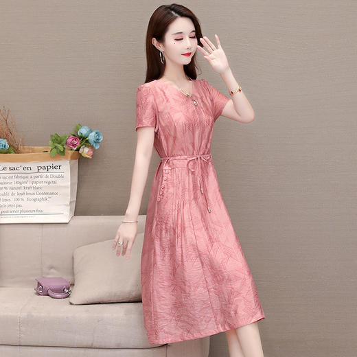 YWE-ALLJ20A45A时尚2020夏新款修身气质减龄收腰天丝a字裙 商品图4