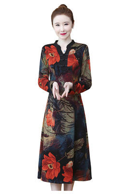 MZ5735妈妈旗袍改良版连衣裙 商品图3