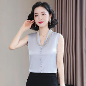 MZ-MZ5128大码无袖吊带缎面背心内搭简约遮肚上衣