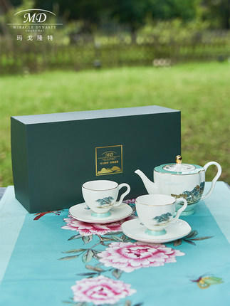 M20玛戈隆特6头莲蓬茶具套装西湖盛宴中国风骨瓷茶具 礼盒包装 商品图4